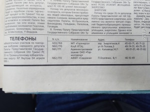 Телефоны избирательных участков
