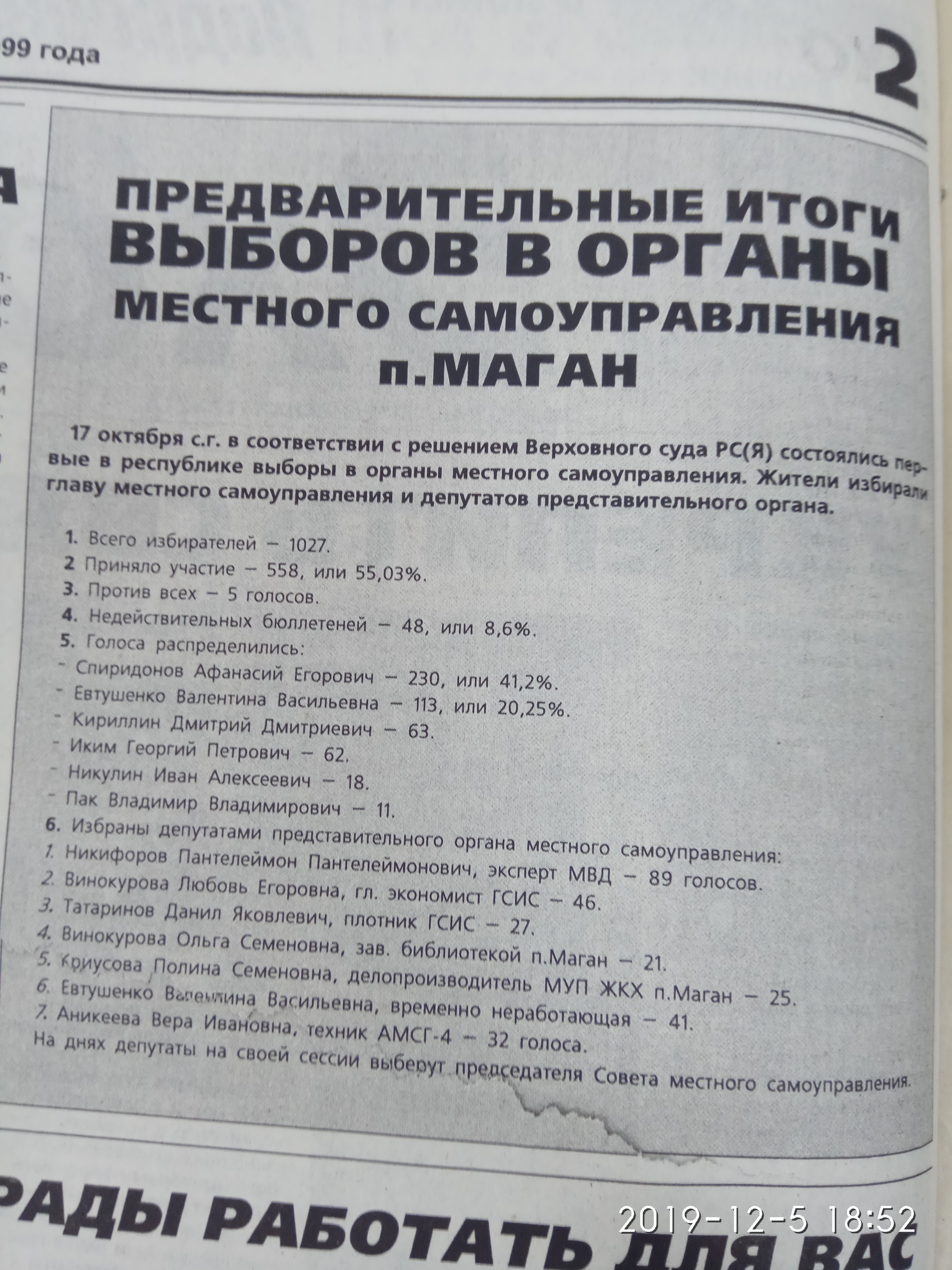 Предварительные итоги выборов в органы местного самоуправления п.Маган