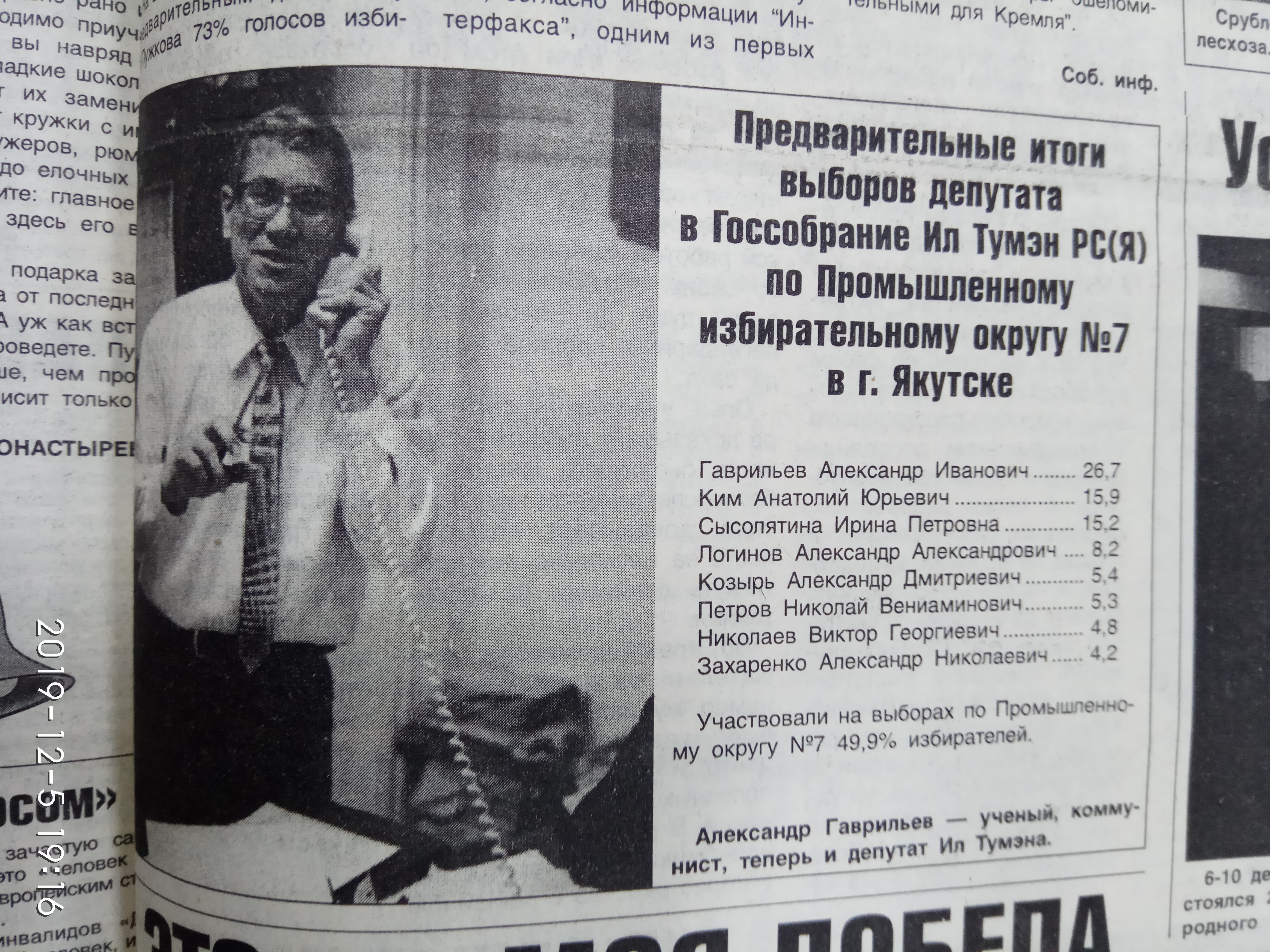 Предварительные итоги по Промышленному округу №7