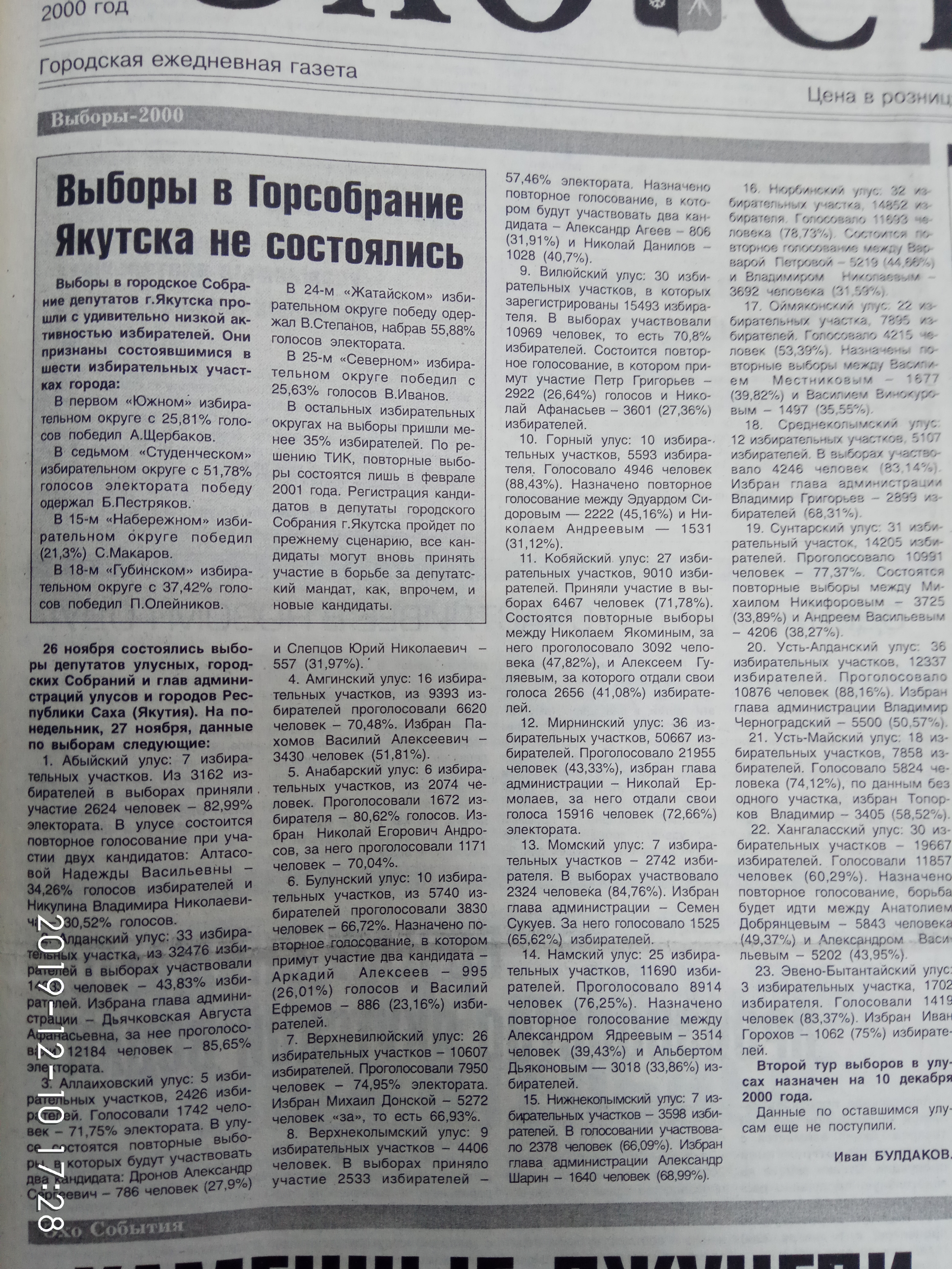 Информация о результатах голосования