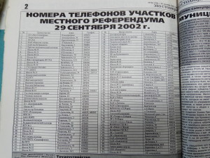 Номера телефонов участков местного референдума