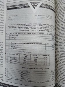 Расценки на предвыборную агитацию